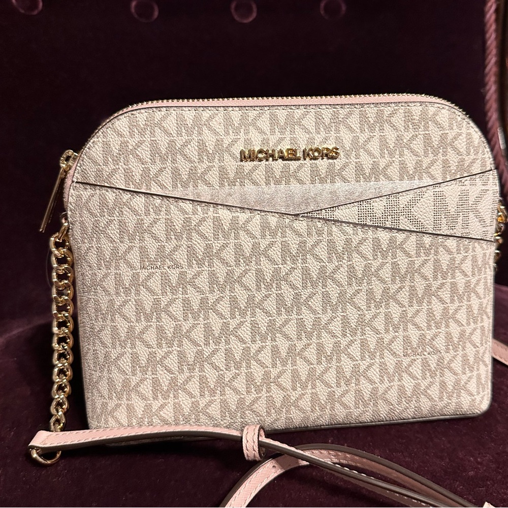 Michael Kors Beige Crossbody Bag w/ Pink